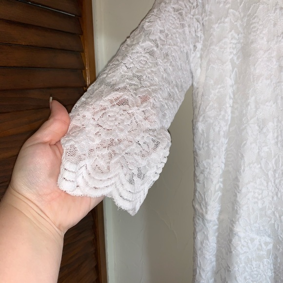 Roaman’s Lace Midi Wrap Dress with Ruffle Hem - Picture 4 of 11